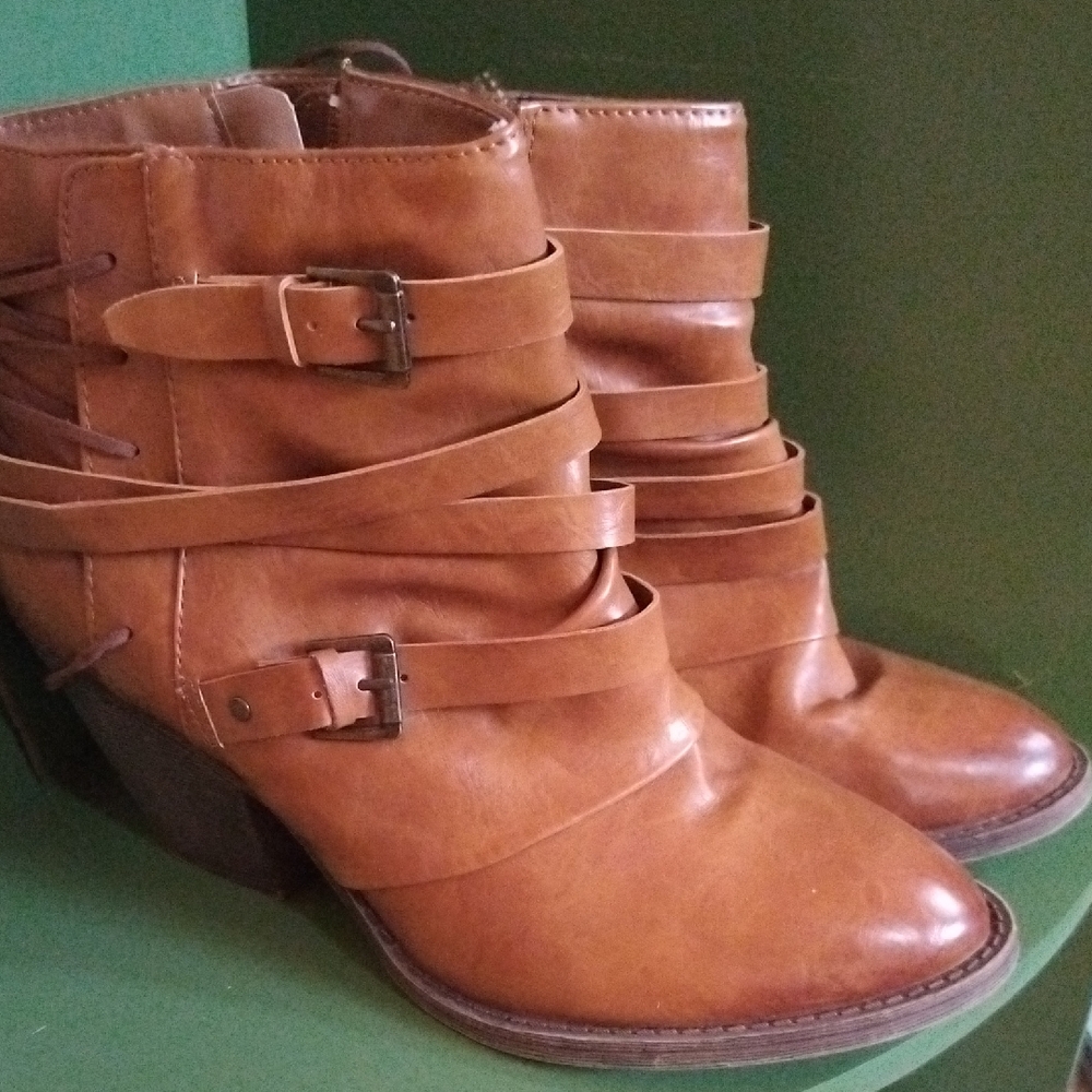 Jellypop Brown Ankle Booties with Buckle Straps